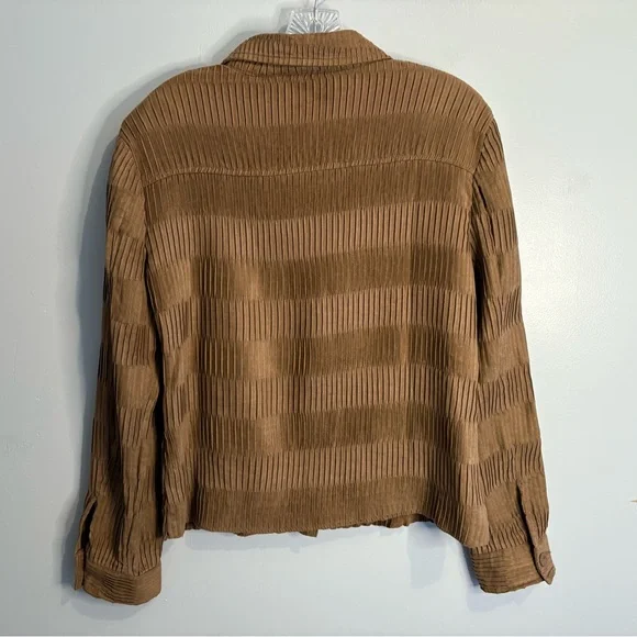 Toni Morgan Medium Chocolate Brown Jacket Button Down Pleated Collared Patterned - Picture 10 of 16